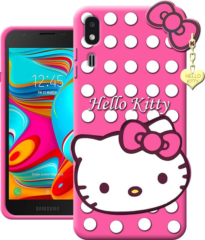 ELEF Back Cover for Samsung Galaxy A2 Core Hello kitty Cute Doll Soft Girl Back Case Lucky Pendant  (Pink, Flexible, Silicon, Pack of: 1)