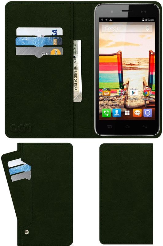 ACM Flip Cover for Micromax Bolt A069  (Green, Cases with Holder, Pack of: 1)