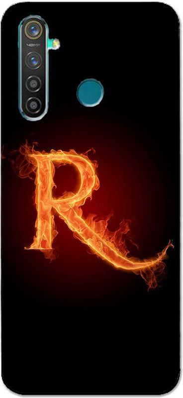 METOO Back Cover for Realme 5s, Alphabet, R Design Back Cover Print : 10  (Multicolor, Dual Protection, Silicon, Pack of: 1)