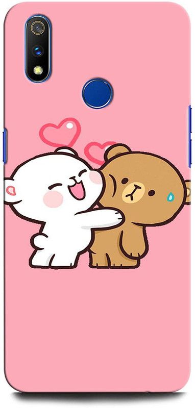 INTELLIZE Back Cover for Realme 3 RMX1825 TENOE LOVE TOON, HAPPY, FUNNY KISS, LOVE, CARTOON  (Multicolor, Hard Case, Pack of: 1)
