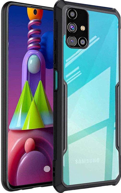 RICHCHIKS Back Cover for SAMSUNG M31S Four Corner Hybrid Soft PC Anti Clear Gel TPU Bumper Rugged Case  (Transparent, Flexible, Pack of: 1)