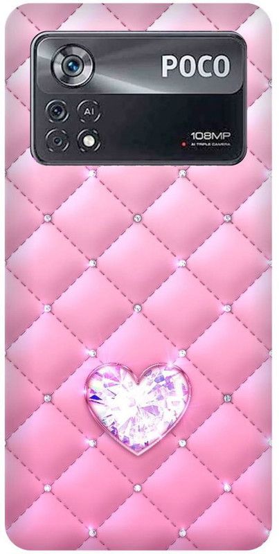 play fast Back Cover for POCO X4 Pro 5G, HEART, PINK, HEART, DIAMOND, LOVE, COUPLE  (Pink, Hard Case, Pack of: 1)
