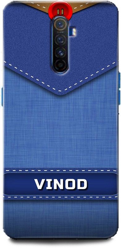 WallCraft Back Cover for Realme X2 Pro / RMX1931 VINOD NAME, V LETTER, BLUE, JEANS, ALPHABET, DESIGN  (Multicolor, Dual Protection, Pack of: 1)