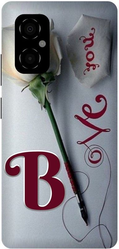 FRONK Back Cover for POCO M4 5G, MZB0BRWIN, B, NAME, LETTER, ALPHABET, LOVE  (Silver, Hard Case, Pack of: 1)