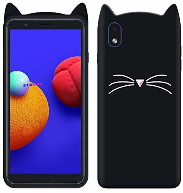 ELEF Back Cover for Samsung Galaxy M01 Core Ear Kitty Case 3D Cute Mustache Kitty Doll Soft Girls Cat Back Cover  (Black, Flexible, Pack of: 1)