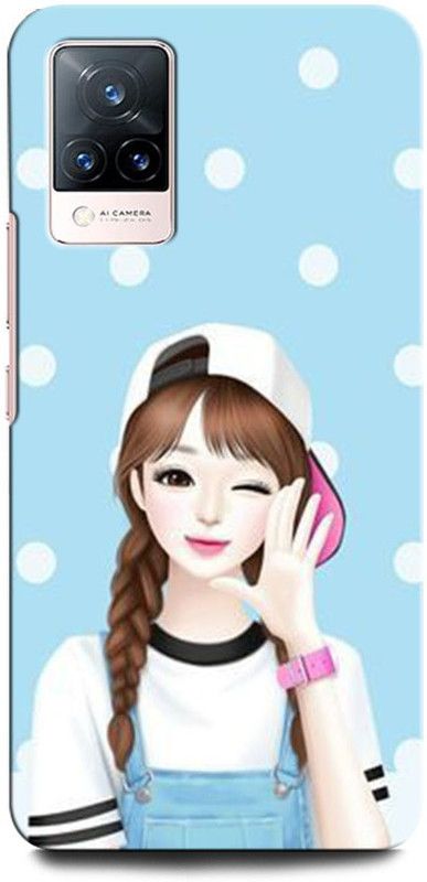 ORBIQE Back Cover for Vivo V21 V2050 MODERN, GIRL, GARDEN, NATURE, CUTE, LOVELY, BUTTERFLY  (Multicolor, Hard Case, Pack of: 1)