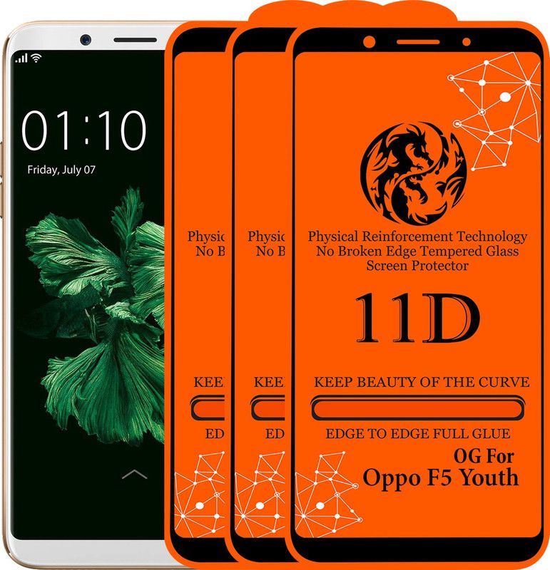 Ascensify Edge To Edge Tempered Glass for Oppo F5 Youth  (Pack of 3)