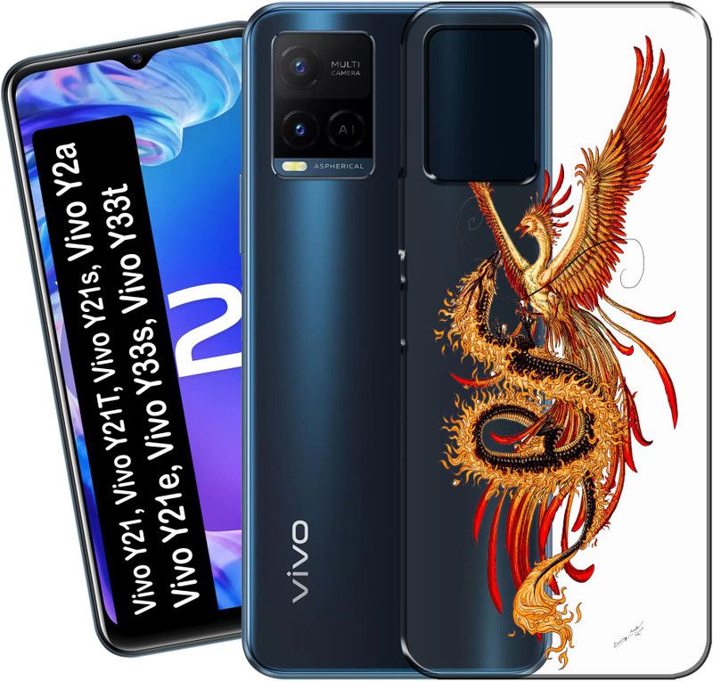 kudia Back Cover for Vivo Y21  (Transparent, Brown, Silicon, Pack of: 1)