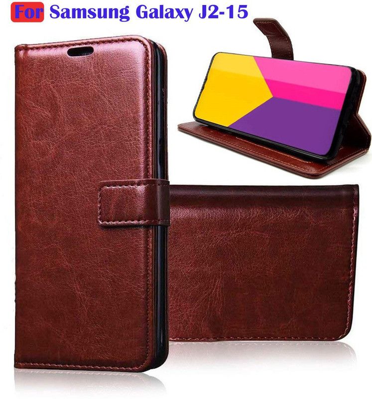 FARMAISH Flip Cover for Samsung Galaxy J2 - 2015  (Brown, Shock Proof, Pack of: 1)