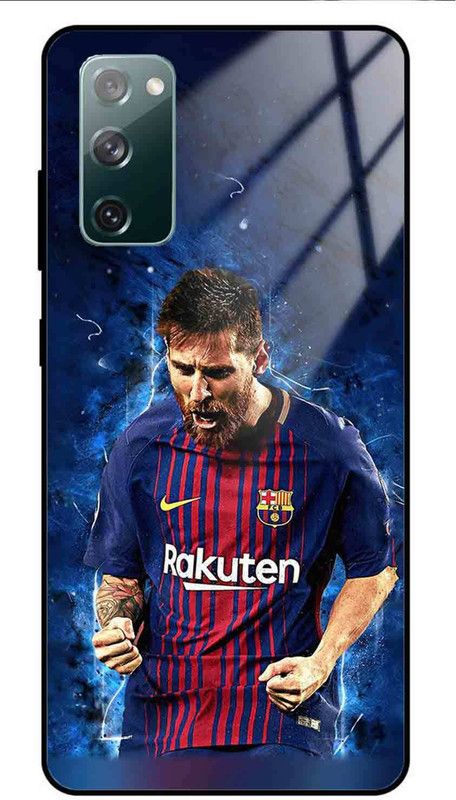 NDCOM Back Cover for Samsung Galaxy S20 FE leonel Messi Football Sports Printed Glass Case  (Multicolor, Grip Case, Pack of: 1)