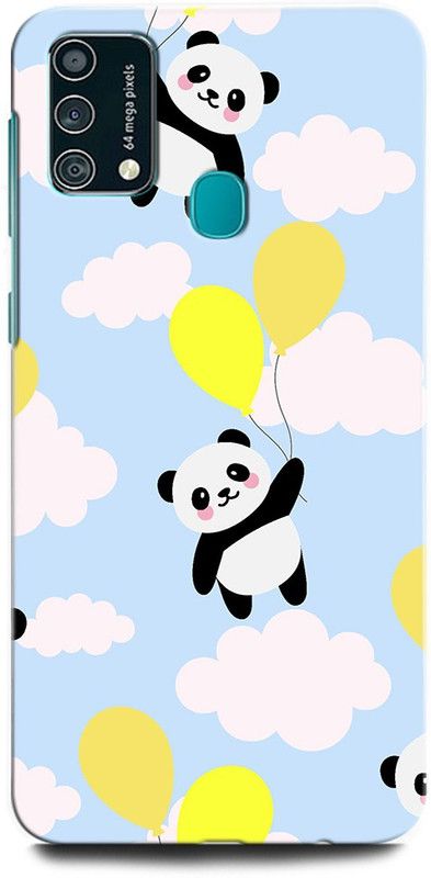 ORBIQE Back Cover for Samsung Galaxy F41 PANDA, LOVE, BEAR, AMOR, BALLOON PANDA, YELLOW  (Multicolor, Hard Case, Pack of: 1)
