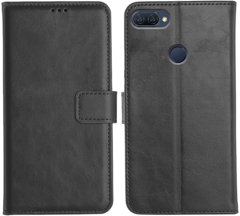 Orosky Flip Cover for Oppo A12  (Black, Dual Protection)