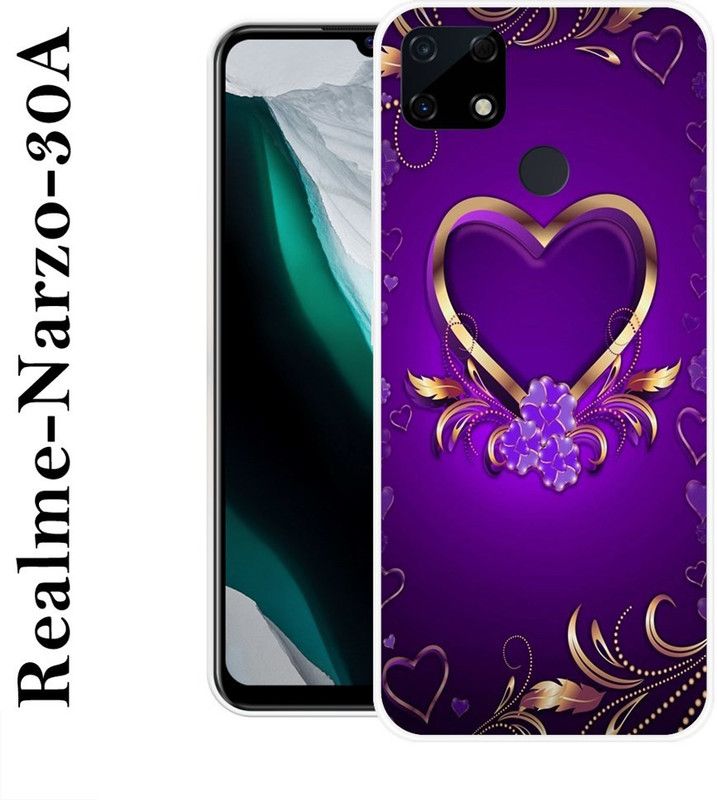 Sswastik Back Cover for Realme Narzo 30A  (Purple, Gold, Grip Case, Silicon)