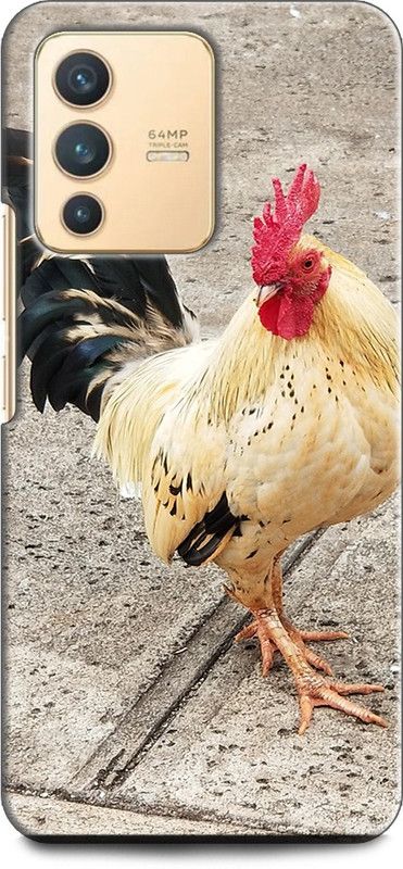 Wall Art Back Cover for Vivo V23 PRO (5G) White rooster, Chicken comp  (Multicolor, Dual Protection, Pack of: 1)
