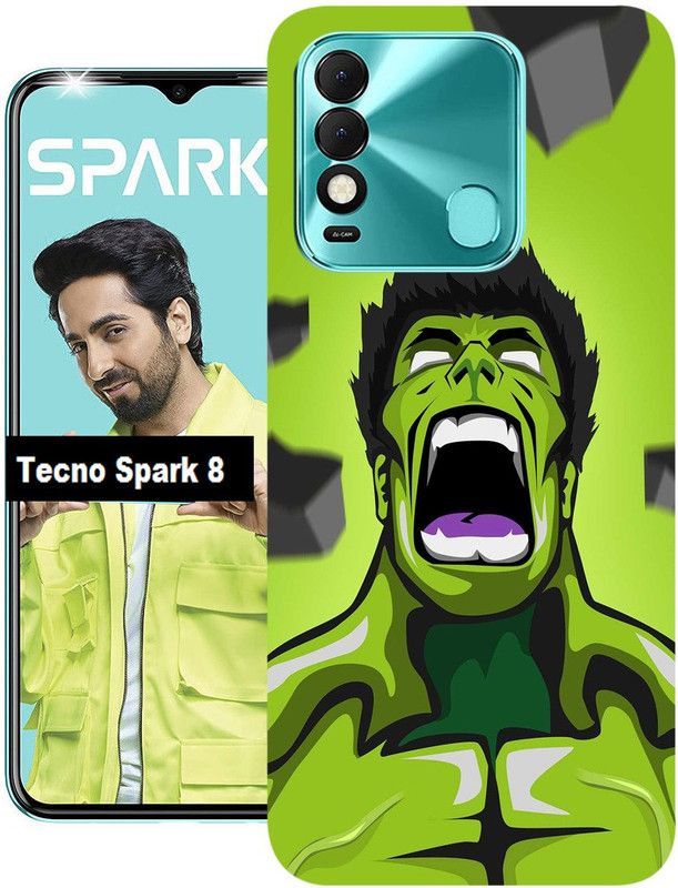 mitzvah Back Cover for Tecno Spark 8  (Green, Dual Protection, Silicon, Pack of: 1)
