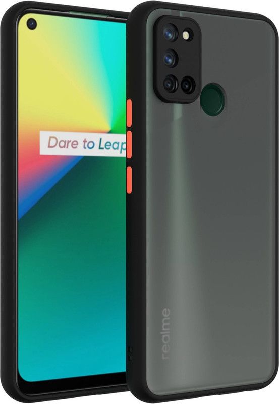 AOnes Back Cover for Realme C17  (Black, Cases with Holder, Pack of: 1)