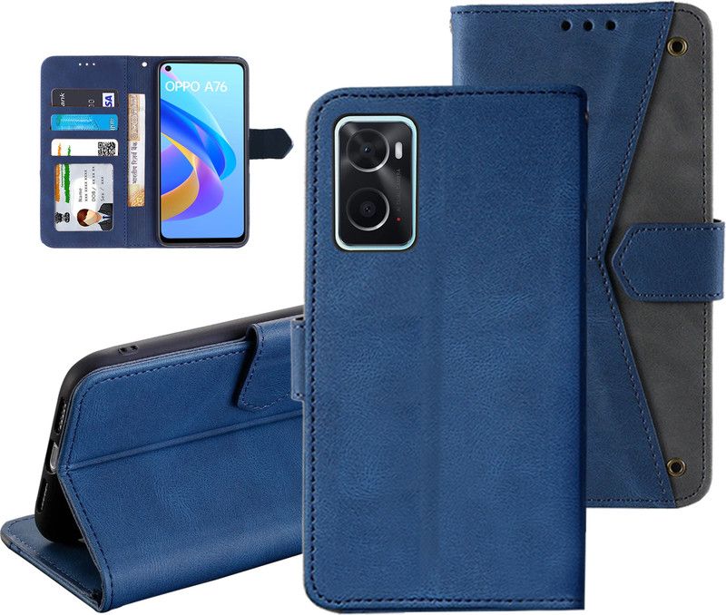 Autofocus Back Cover for Oppo A76  (Blue, Magnetic Case)