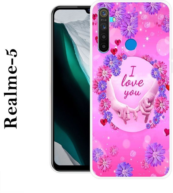 REALKING Back Cover for Realme 5  (Pink, Purple, Grip Case, Silicon)
