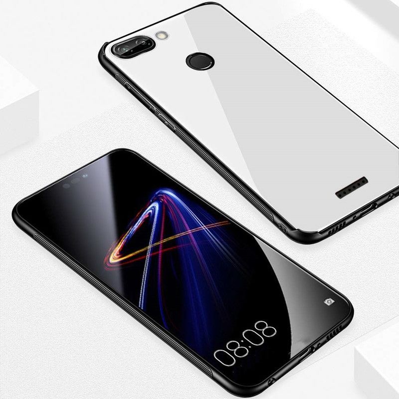 ELEF Back Cover for Redmi 6 Luxurious Toughened Glass Back Shockproof TPU Bumper Case  (White, Shock Proof, Pack of: 1)