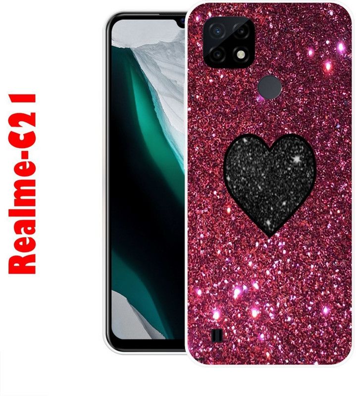 CellWorld Back Cover for Realme C21  (Purple, Black, Silicon)