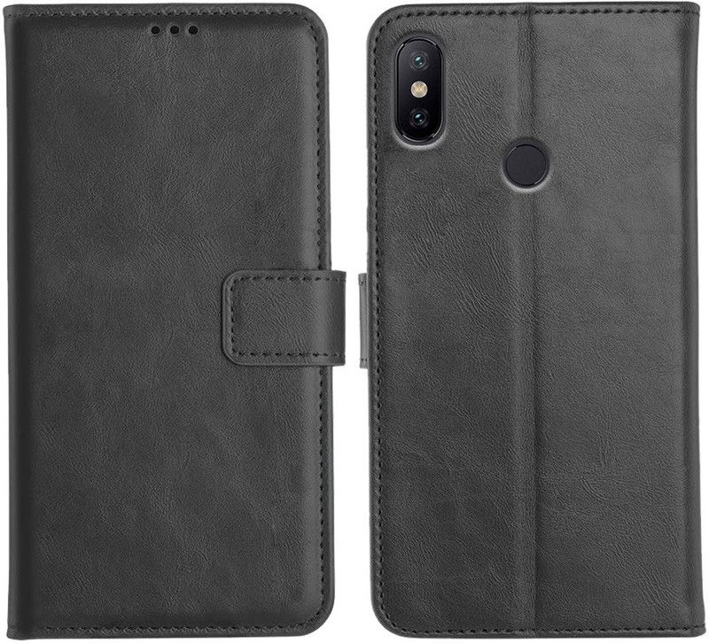 Genron Flip Cover for Mi A2  (Black, Dual Protection)