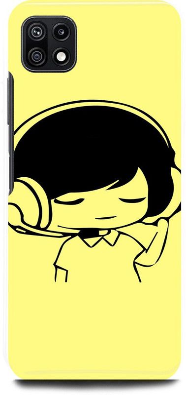 JUGGA Back Cover for SAMSUNG Galaxy A22 5G, CUTE, BOY, LOVELY, BOY, HEADPHONE, YELLOW, LOVE, COUPLE  (Yellow, Hard Case, Pack of: 1)