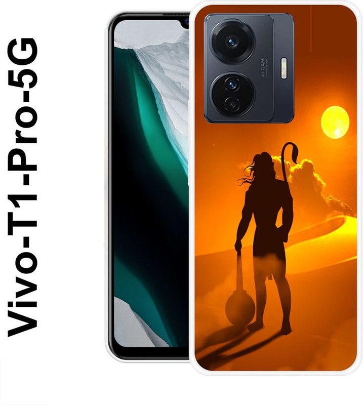 SHIVKUDI Back Cover for Vivo T1 Pro 5G  (Black, Orange, Silicon)