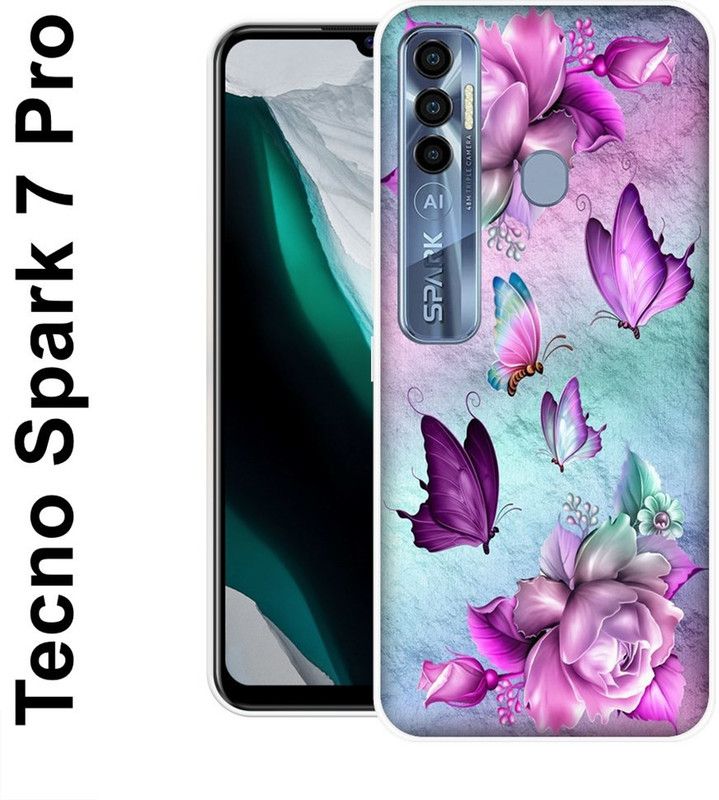Sswastik Back Cover for Tecno Spark 7 Pro  (Purple, Blue, Silicon)