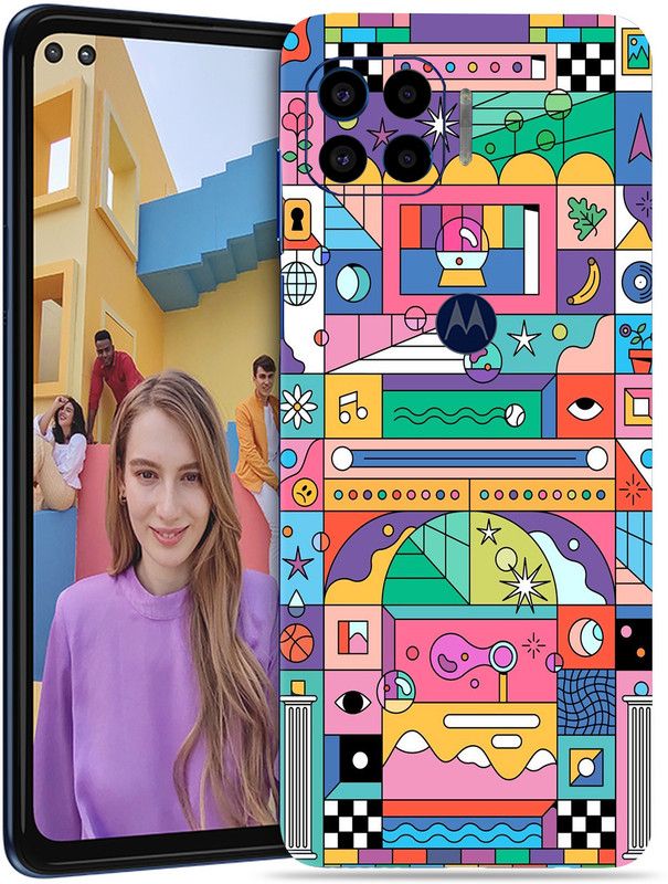 Skinex Motorola Moto One 5G Mobile Skin  (Multicolor Mobile Skin With camera protector (Back + Camera + Side))