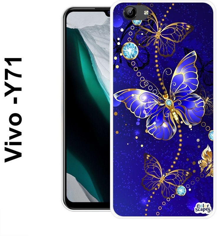 SHIVKUDI Back Cover for Vivo Y71, Vivo Y71i  (Blue, Gold, Silicon)