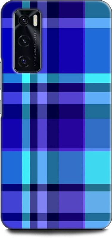 WallCraft Back Cover for Vivo V20 SE, V2022 BLUE PLAID, TEXTURE, FABRIC, PATTERN  (Multicolor, Dual Protection, Pack of: 1)