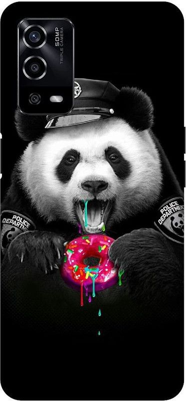 UMPRINT Back Cover for Oppo A55/CPH2325, Panda Black Funny Printed Back Cover  (Multicolor, Hard Case, Pack of: 1)