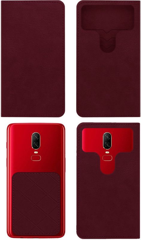 ACM Flip Cover for Oppo F5  (Maroon, Cases with Holder)