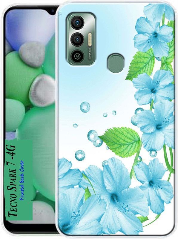 HEXAcase Back Cover for Tecno Spark 7  (Blue, Dual Protection, Silicon, Pack of: 1)