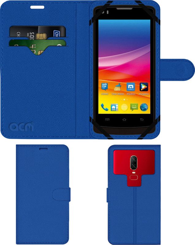 ACM Flip Cover for Rage Grace  (Blue, Cases with Holder)