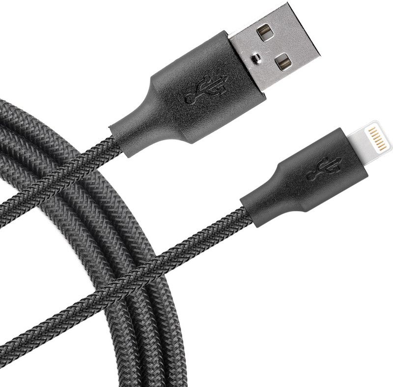 zbox Lightning Cable 1.2 m Copper Braiding USB to Lightning cable PET Braided 1 Meter black  (Compatible with All iPhones, iPad, Macbook, PC, Black, One Cable)