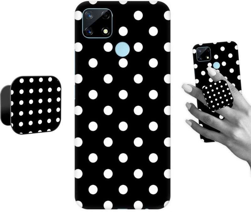COBIERTAS Back Cover for Realme Narzo 20  (Black, White, Cases with Holder, Pack of: 2)