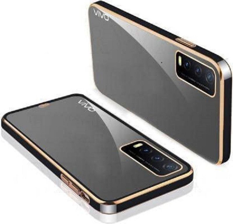 WoodForest Back Cover for Vivo Y33s | Gold Electroplating Transparent Chrome  (Black, Waterproof, Silicon, Pack of: 1)