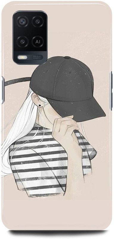 FRONK Back Cover for OPPO A54, CPH2239, GIRL, CUTE, GIRL, LOVELY, GIRL, CAP, GIRL, LOVE, ANIME  (Beige, Hard Case, Pack of: 1)