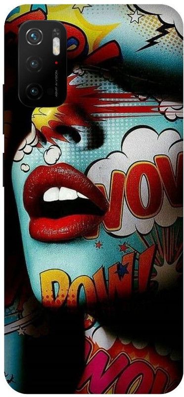 UMPRINT Back Cover for Redmi Note 10T 5G Lips Girl Design Printed Back Cover  (Multicolor, Hard Case, Pack of: 1)