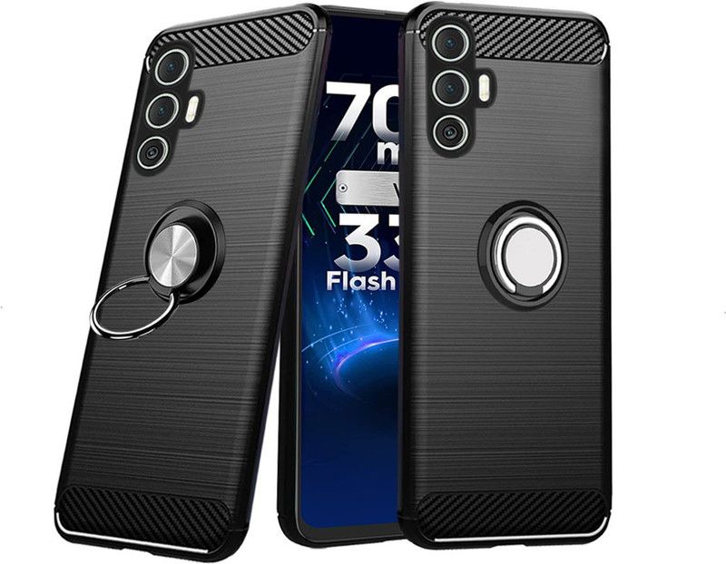 Unistuff Back Cover for Tecno POVA 3  (Black, Rugged Armor, Pack of: 1)