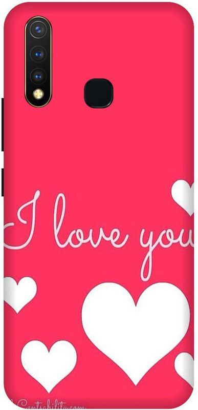 SSMORYA Back Cover for Vivo Y19 Pink Love Printed Back Cover  (Multicolor, Waterproof, Pack of: 1)