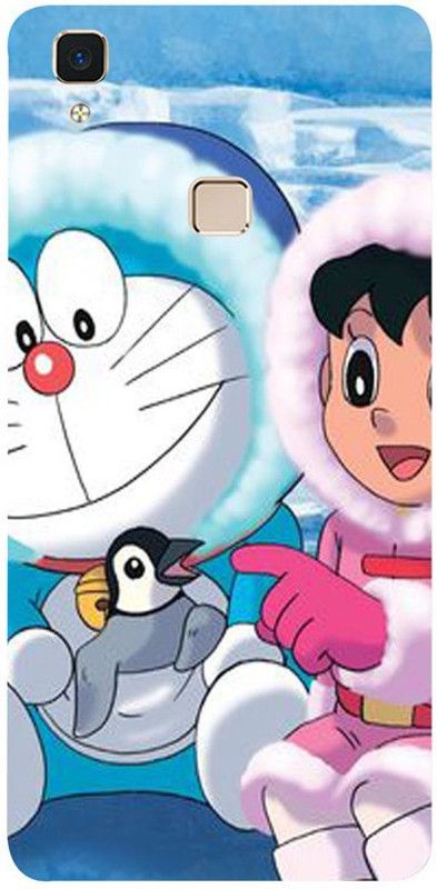 Golden Mask Back Cover for Vivo V3 Max Doraemon With Penguin  (Multicolor, Waterproof, Silicon, Pack of: 1)