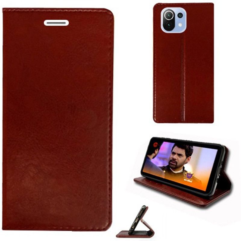 Realgo Flip Cover for Xiaomi 11 Lite NE 5G  (Brown, Pack of: 1)
