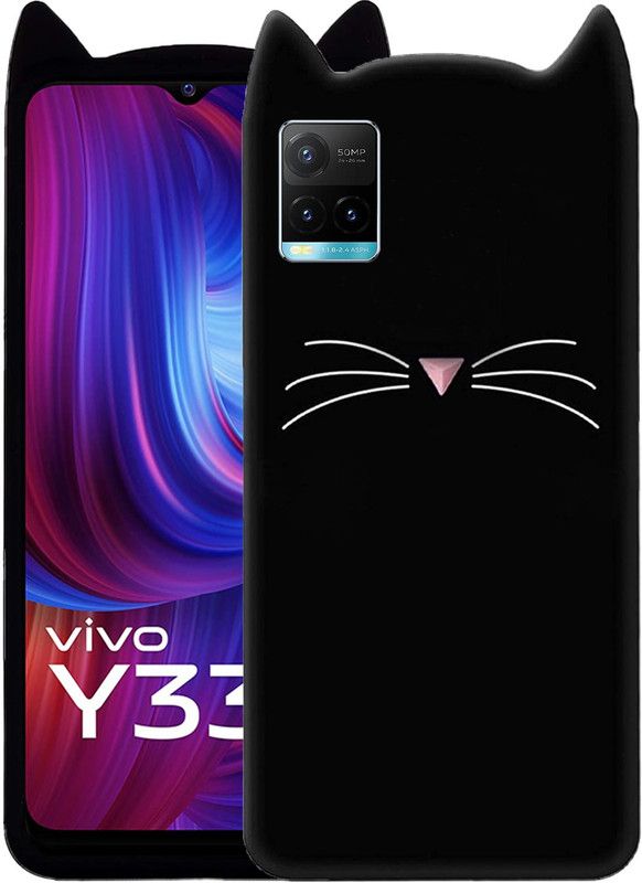 Wowcase Back Cover for vivo Y33s  (Black, 3D Case, Pack of: 1)