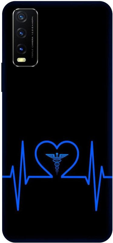 Bluvver Back Cover for Vivo Y12s, V2033, Printed heartbeat Back Cover  (Multicolor, Hard Case, Pack of: 1)
