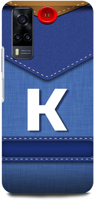 FUGGA Back Cover for Vivo Y51A, V2031, K, LETTER, ALPHABET, BLUE, JEANS, PATTERN, K, NAME  (Multicolor, Hard Case, Pack of: 1)