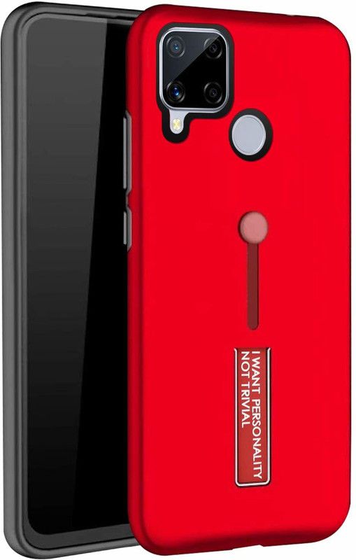Macsoon Back Cover for Realme C12 Kick Stand Case  (Red, Hard Case, Pack of: 1)