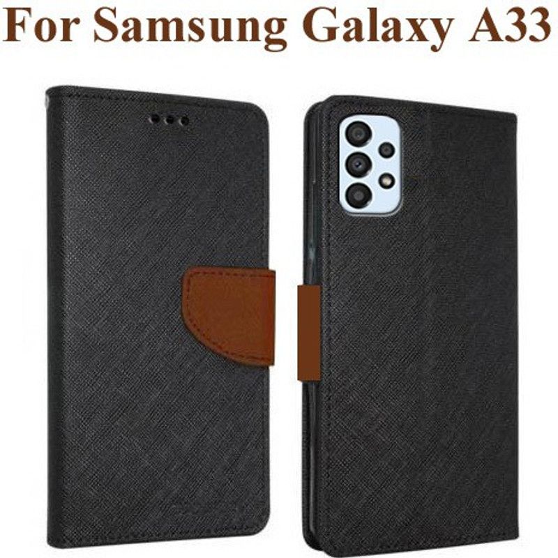 Wristlet Flip Cover for Samsung Galaxy A33  (Brown, Cases with Holder, Pack of: 1)
