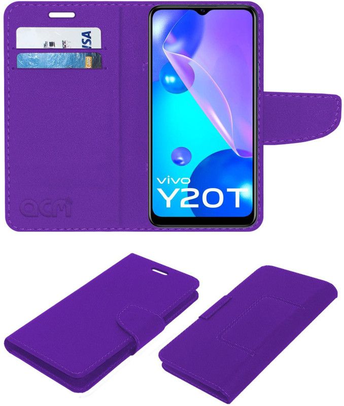 ACM Flip Cover for Vivo Y20t  (Purple, Cases with Holder, Pack of: 1)